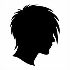 silhouette profile of emo teenager with shaggy hair