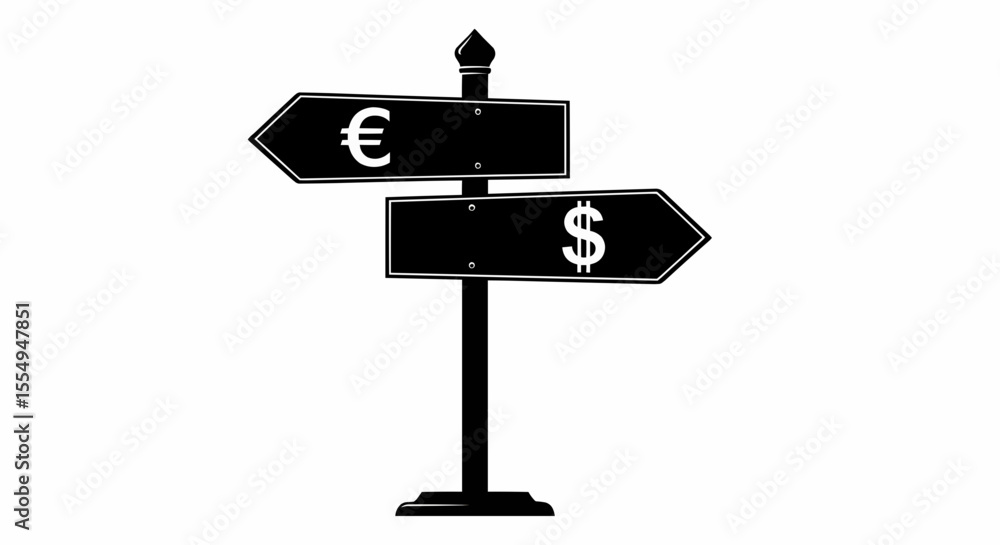 Poster this high-quality vector graphic features a solid black minimalist signpost icon with left-pointing 