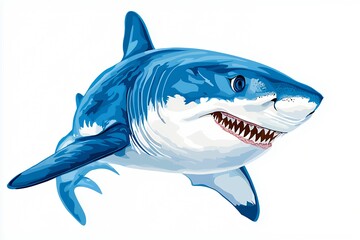 Vibrant Blue Shark Swimming Gracefully in Clear Turquoise Waters