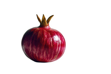 Single red pomegranate fruit isolated on eat food ripe dark seed diet on transparent background