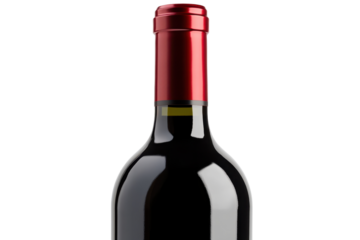 Red wine bottle with a red foil top, ideal for dining and celebrations, showcasing elegant design perfect for gatherings and special occasions, adds sophistication to any table setting