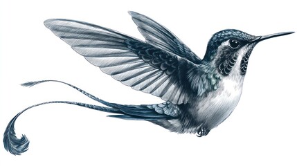 Obraz premium Detailed illustration of a hummingbird in flight