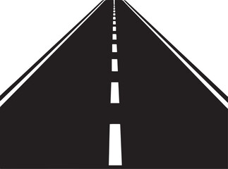 Silhouette Open Highway Scene with White Border and Black Asphalt Road