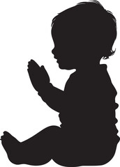 Infant Clapping Silhouette Full-length black vector image of a baby sitting, clapping their hands together in excitement.