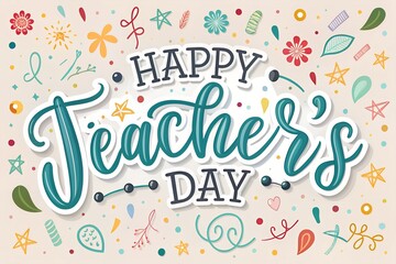 Obraz premium Create a cheerful and colorful digital greeting card for Teacher’s Day, featuring the message 