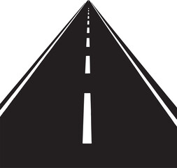 Silhouette Open Highway Scene with White Border and Black Asphalt Road