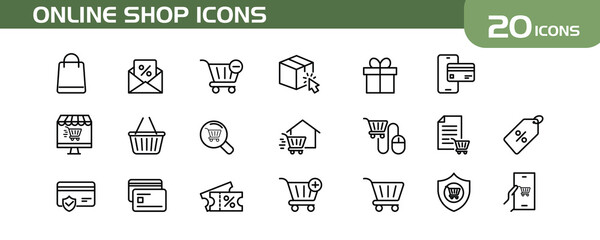 ONLINE STORE MARKETING LINEART VECTOR ICON LOGO