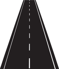 Straight Highway with White Dashed Line on Black Asphalt Surface.