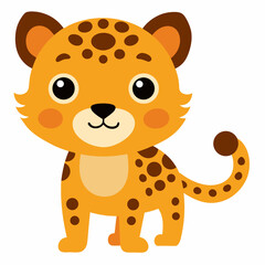 new cute  leopard baby carton vector icon on white background