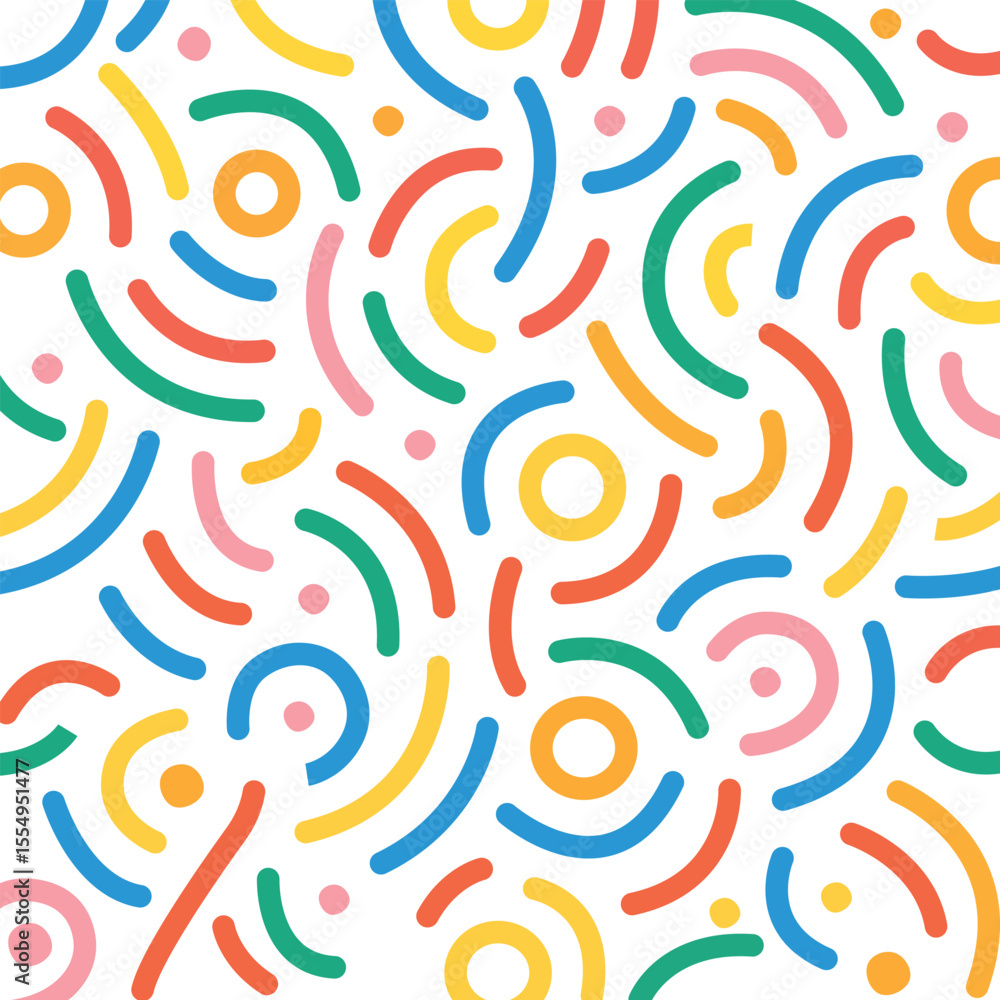 Poster colorful abstract pattern curved line circle geometric seamless playful modern vibrant transparency 
