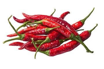 Fresh Red Chilies on Transparent Background