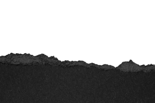 black torn paper effect, Isolated PNG, paper ripped