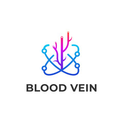 Blood Vein Network Medical, Science, Research, Technology, Health Logo Design