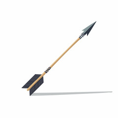 Hand-Drawn Wooden Arrow with Dark Fletching and Metal Tip Vector Illustration