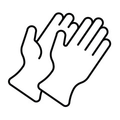 Builder rubber gloves thin line icon, making road concept. Vector graphics. Rubber gloves pair, construction sign on white background, style mobile or design.