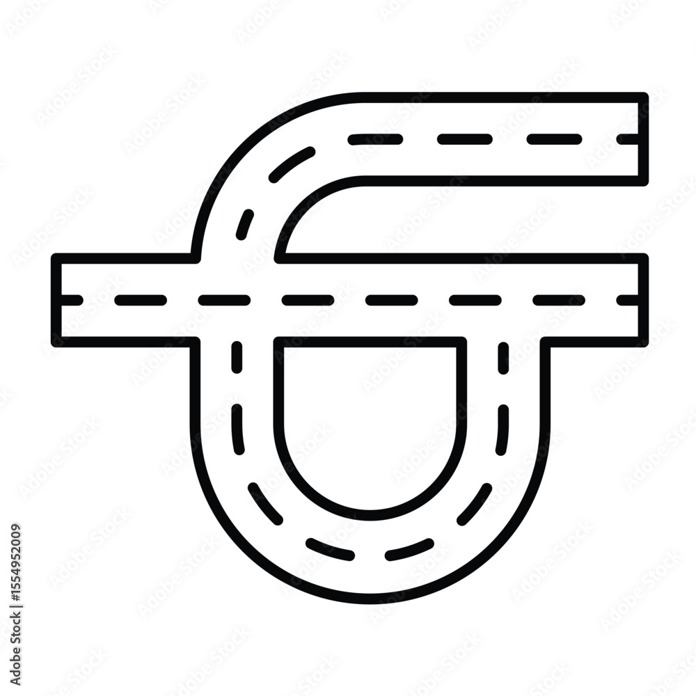 Aufkleber road with track exit and loop thin line icon, making road concept. vector graphics. road constructio