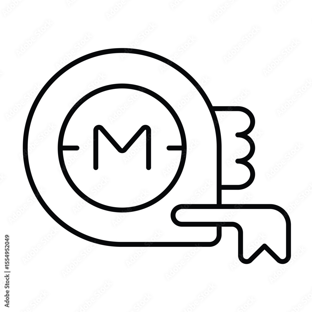 Poster ruler reel thin line icon, builder instruments concept. vector graphics. meter measuring tool, const