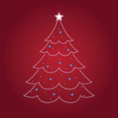 Christmas tree with glowing light with Dark Blue background