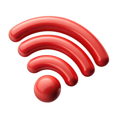 3D Red WiFi Signal Icon isolated on transparent background Remove png
