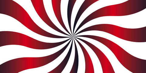 Abstract high-energy radial burst design with bright red and black wavy stripes. Symmetrical curved segments.sunbeam and sunburst. Spiral radial striped backdrop design. Suitable for comic designs.