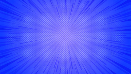 Abstract Purple-blue comic background. Art pop cartoon backdrop. Halftone effect pattern. Fun anime...