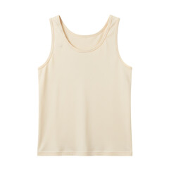 Cream sleeveless cotton tank top with clean, modern look. Ideal for showcasing apparel branding or design previews. Isolated on white or transparent background. PNG format.