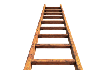 Rolling ladder used for various tasks in home improvement, maintenance, and construction projects, showcasing a sturdy design with wooden planks and a transparent background for clarity