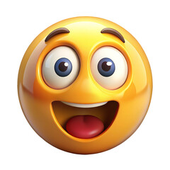 Surprise emoticon on white background with wide eyes and expressive cartoon emotion for chat fun
