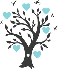 Family Tree Symbolism: A visually compelling representation of a family tree, with heart-shaped elements representing love, life, and connectedness.