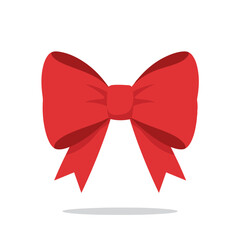 A vibrant red bow with a classic knot and trailing ribbons, casting a shadow. holiday decorations, gift wrapping, celebrations, special occasions, or any design needing a touch of festivity and elegan