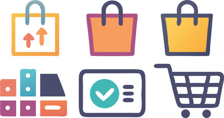 Essential Shopping Icon Set  Versatile and Colorful Graphics for E-commerce and Retail Websites