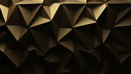 Obraz premium Abstract geometric pattern of folded paper triangles in shades of brown and gold with shadows creating depth