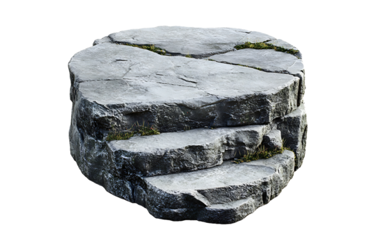 Round Rock Podium for Display Isolated on Transparent Background