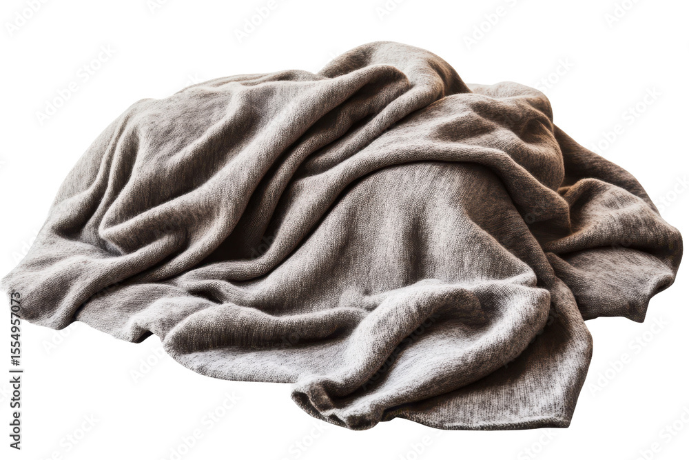 Poster soft gray blanket draped across a flat surface, featuring a gentle texture and folds for a cozy appe