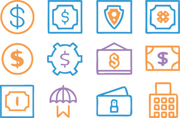 Finance Icon Set  A Comprehensive Collection of Line Icons for Banking, Investment, and Financial Transactions