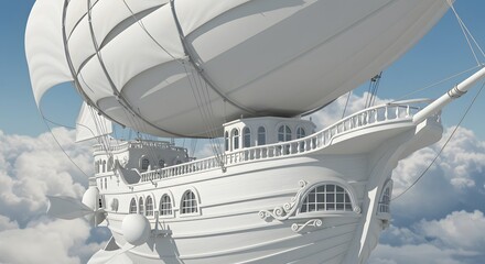 Obraz premium White Sky Ship: Voyage on the Clouds of Dreams