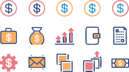 Finance Icon Set Colorful Vector Illustrations for Business, Marketing, and Financial Applications