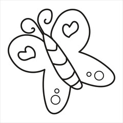 black and white Butterfly with Open Wings