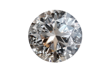 Polished diamond viewed from the top isolated on transparent background showcasing its sparkling facets and clarity