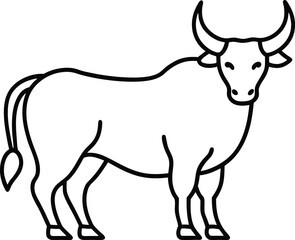Dynamic Line Drawing of Bull with Detailed Head and Muscles