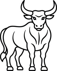 Symmetrical Bull Vector in Charging Pose with Bold Outline