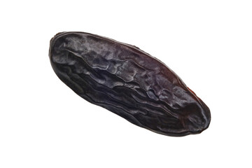 Fragrant Tonka bean for baking and cooking on white background. 
