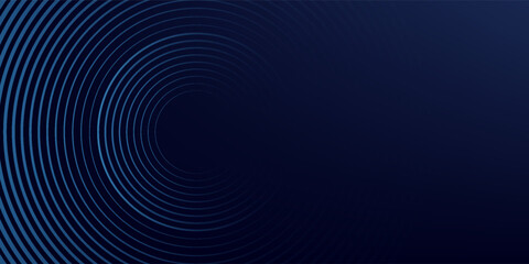 Abstract blue glowing geometric lines on dark blue background. Modern shiny blue circle lines pattern. Futuristic technology concept. Suit for cover, poster,