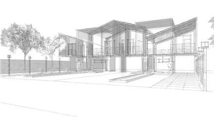  townhouse cottage town concept 3d illustration