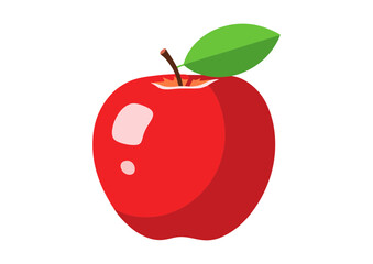 Shiny red apple with green leaf on white background, symbol of knowledge, minimalist design, concept image