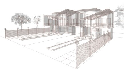  townhouse cottage town concept 3d illustration