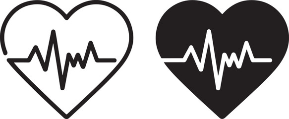 Heart Health Graphics Depicting Cardiovascular Wellness and Vitality with Heartbeat Lines in Both a Positive and Negative Presentation
