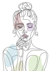 Mindful Woman – Abstract One-Line Face with Pastel Colors