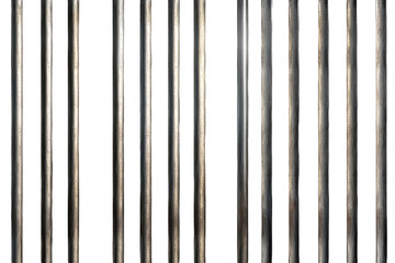 Stainless steel prison bars isolated against a tiled background showcasing the stark design of confinement and security in a modern environment