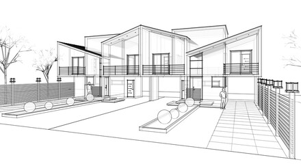  townhouse cottage town concept 3d illustration